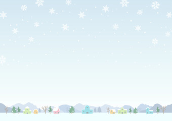 winter background with snowy town