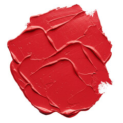 Textured red lipstick swatch with visible brush strokes and imperfections isolated on transparent background
