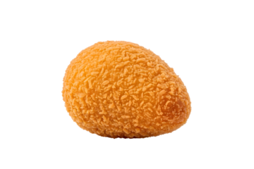 Crispy golden fried arancini rice ball isolated on transparent background
