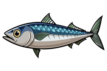 Fototapeta premium Mackerel Fish Isolated on Transparent Background — Detailed Marine Seafood Illustration.