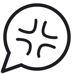 シンプルな丸い吹き出し　イラッとマーク（線画・透過版）