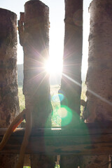 wooden fence on the background of a field