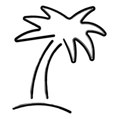 palm tree icon, brush strokes, vector illustration on white background.