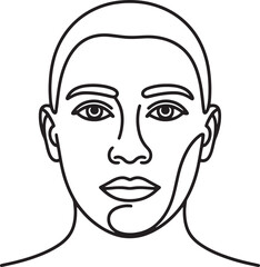 Minimalist line art face drawing woman beauty person head portrait minimalistic design