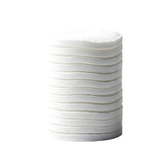 Stack of round cotton pads isolated on transparent background for skincare use