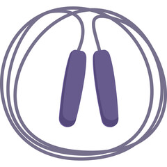 Purple Jump Rope with Handles Coiled in a Circle Isolated on White Background Vector Illustration