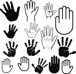 Open hand gesture vector set illustration isolated design