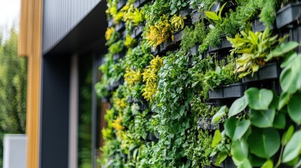 A green wall with plants growing on it