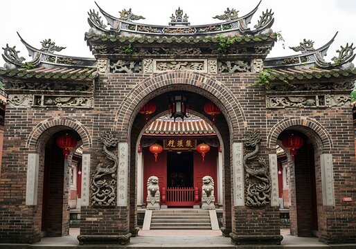 Ancient Chinese Temple Gate - A Glimpse into Traditional Architecture.