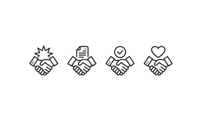 Handshake icons representing partnership and agreement