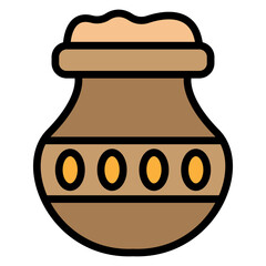 Clay Jar Vector Filled Icon Design