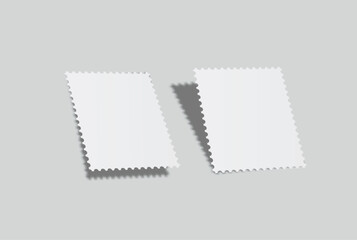 Blank vector realistic rectangle postage stamp mockups frames with perforated edges. Template suitable for presentation postcard, letter, label, coupon, boxes, stamp, sticker, envelopes, leaflets 
