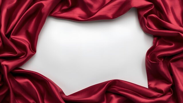 A luxurious deep ruby silk texture border with elegant drapery creating a unique, wavy frame. Ideal for romantic announcements, theater promotions, or glamorous event invitations