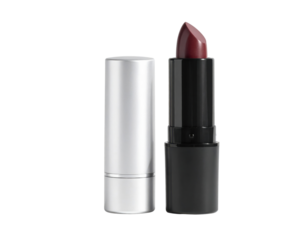 A sleek lipstick tube featuring a rich burgundy shade, showcasing its stylish casing and prominent color.