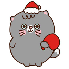 Kawaii Cat Christmas PNG.