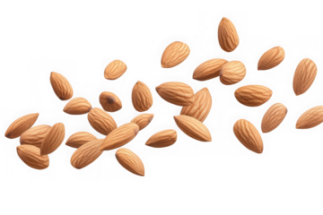 Scattered almonds floating in mid air against a black background nuts food 1