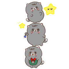 Kawaii Cat Christmas PNG.