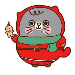 Kawaii Cat Christmas PNG.