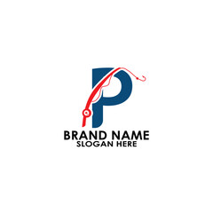 Modern Letter P Fishing Equipment Logo Design