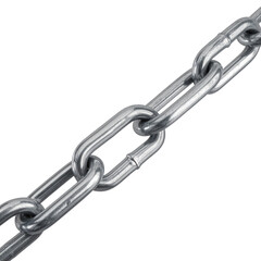 Obraz premium Close-up of a steel chain, diagonally positioned against a black background, showcasing links