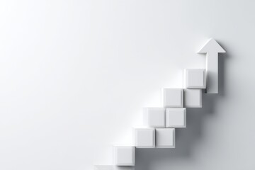 Obraz premium Minimal design with cube shadows forming an upward arrow, symbolizing success, direction, and growth.