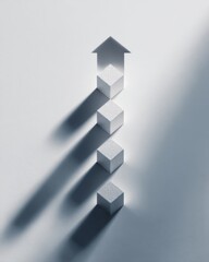 Minimal design with cube shadows forming an upward arrow, symbolizing success, direction, and growth.