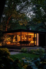 A modern house in the woods