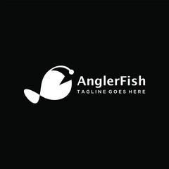 Minimalist deep sea fish Anglerfish for deep-sea fishing marine life logo design