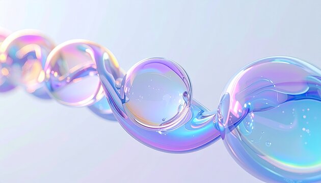 Twisted, iridescent, glass-like spiral with bubble elements - Powered by Adobe