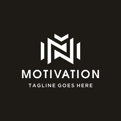 Modern Initial Letter M N with geometric abstract shape pattern for business corporate identity branding or motivational initiative logo design