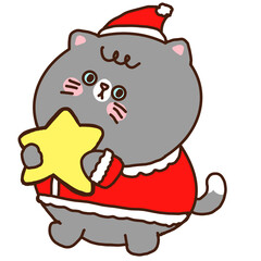 Kawaii Cat Christmas PNG.