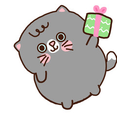 Kawaii Cat Christmas PNG.