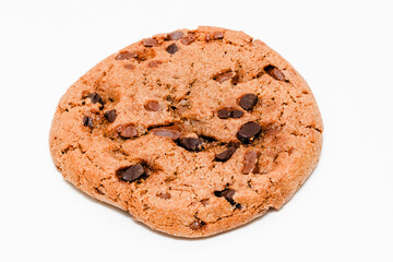 stuck of chocolate brownie cookies on wooden background. Homemade pastry.
