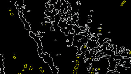 Abstract Topography Outline - Contour Lines On Black Background