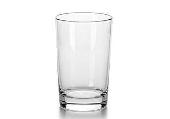 Clear empty tall glass for beverages drinks water juice and cocktails isolated object studio shot