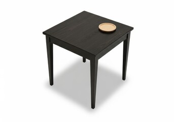 Classic dark wood side table with decorative accent on top featuring elegant furniture design