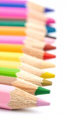 Obraz premium Close-up of colored pencils in a row