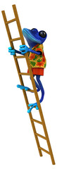 Fun 3D cartoon frog with a ladder  illustration © Julien Tromeur