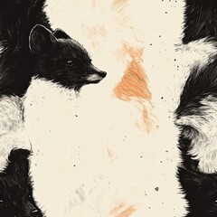 Black and white fox pattern with modern minimalist touch.