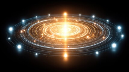 Fototapeta premium Stunning Visualization of Cosmic Spiral Galaxy with Bright Stars and Luminous Light in the Center Against a Dark Universe Background