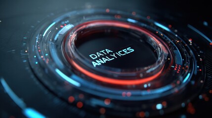 Futuristic Data Analytics Interface with Circular Design and Electric Glow, Ideal for Technology and Business Insights
