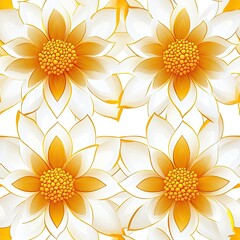 Golden daisy flower pattern, bright and elegant seamless design.