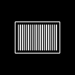 Business inventory barcode icon isolated on black background