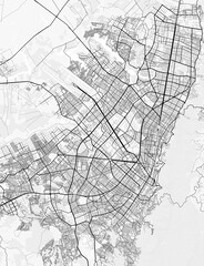 Obraz premium Bogota City Map. Minimalist black and white line art poster for printing, wallpaper, wall art for home and office decor