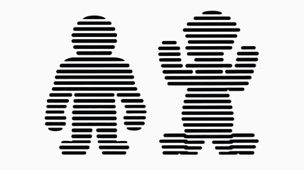 Striking graphic featuring a stylized person and cactus design with bold stripes, perfect for modern minimalist design projects and creative concepts