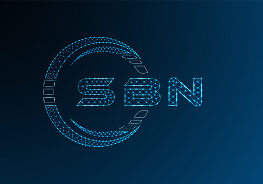 SBN low poly letter logo vector design. SBN lower poly logo design. Low poly logo.