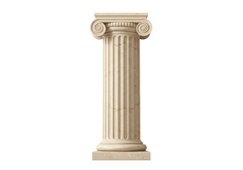 Ionic column isolated on transparent background, ancient architectural element in stone for building design and historical concepts