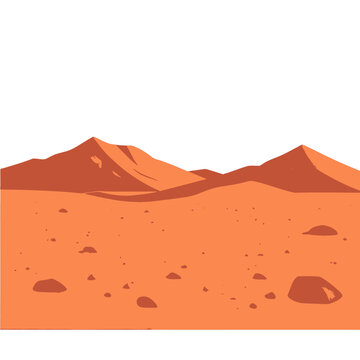 Minimalist Mars Landscape Pixel Art with Orange Ground and Mountains under a White Sky Pixelated Scenery Rocky Terrain Digital Art Pixelated Design