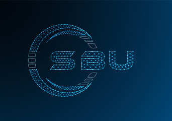 SBU low poly letter logo vector design. SBU lower poly logo design. Low poly logo.