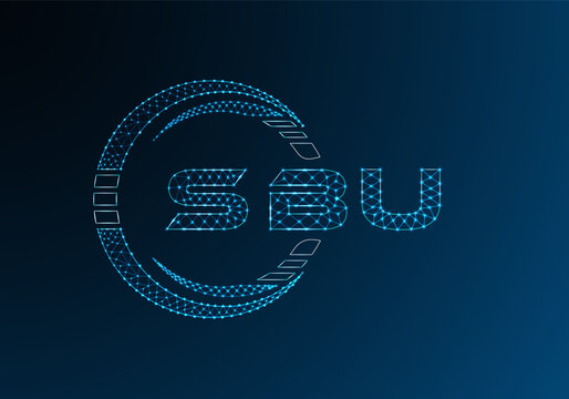 SBU low poly letter logo vector design. SBU lower poly logo design. Low poly logo.